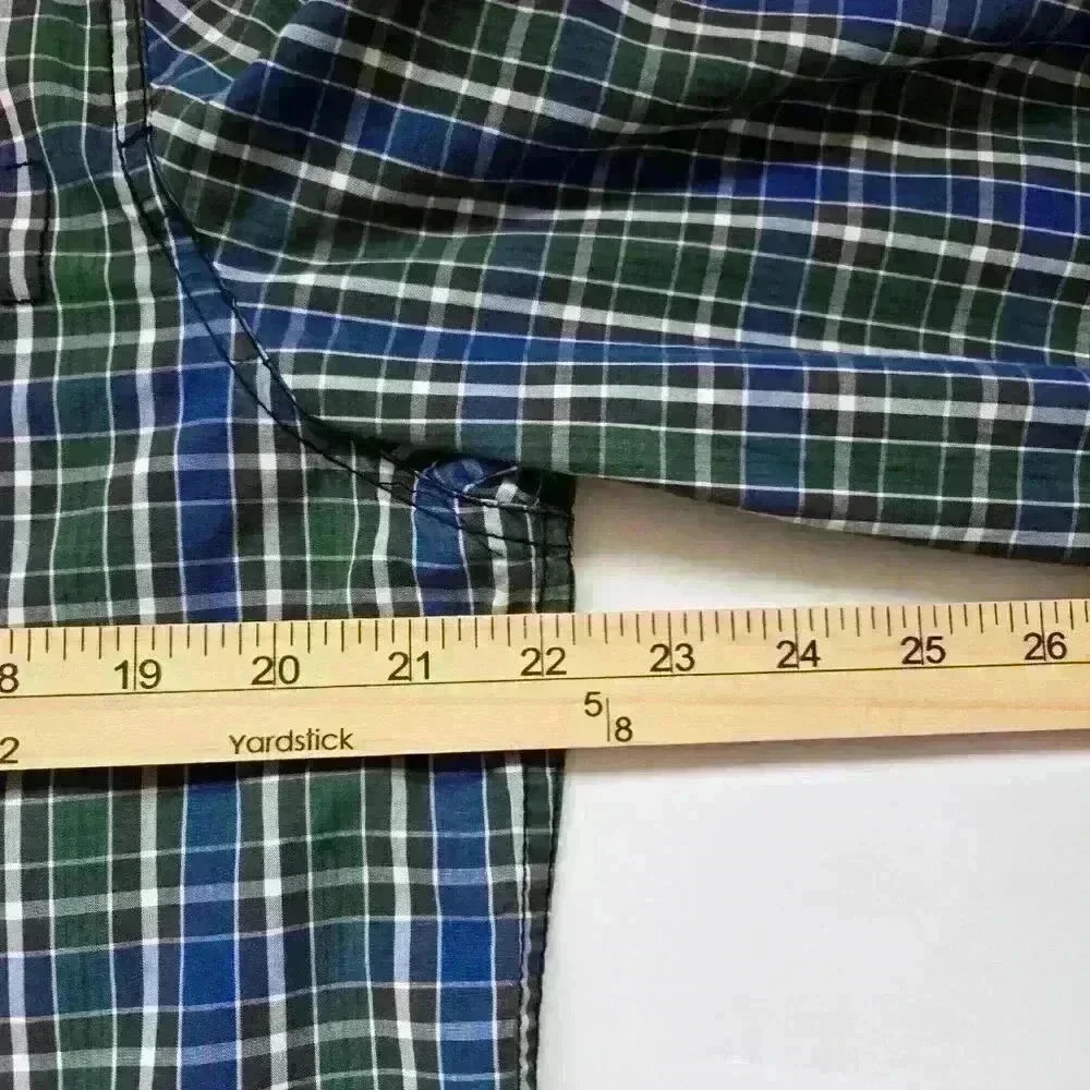Mens Kenneth Cole Reaction Blue Green Black Plaid W Western Snaps - Sz L - Picture 7 of 8
